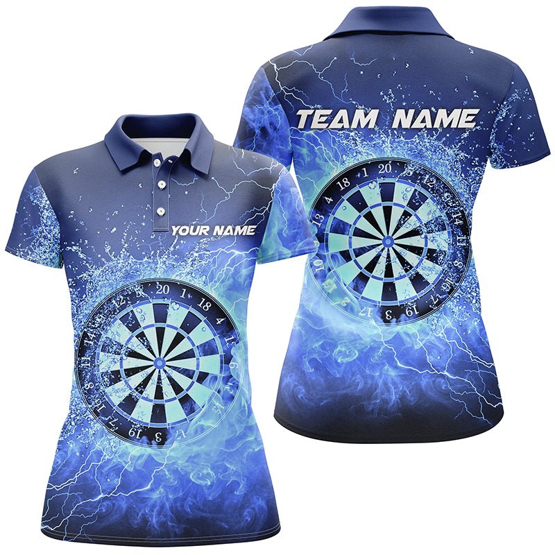 Blau Feuer & Wasser Dartscheibe Personalisiertes Damen Darts Polo Shirt Darts Trikot für Frauen L1359 - Outfitsuche