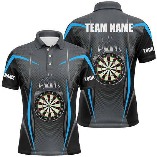 Blau Graues Sportliches Herren Darts Polo Shirt | Personalisiertes Darts Shirt für Männer | Dart Trikots L1382 - Outfitsuche