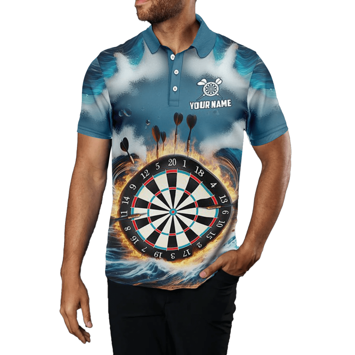 Blau Herren Darts Polo Shirt | Dart Trikot L1431 - Outfitsuche