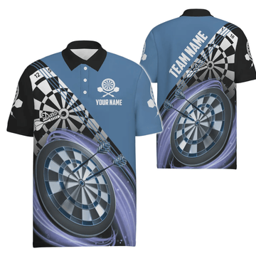 Blau Herren Darts Polo Shirt mit individuellem Namen, maßgeschneiderte Darts Shirts für Männer, Dart Trikot U895 - Outfitsuche