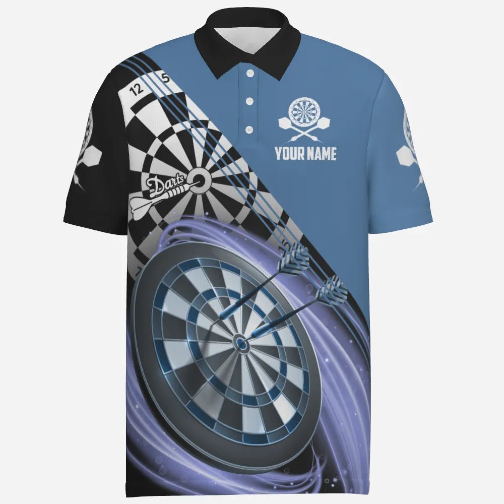 Blau Herren Darts Polo Shirt mit individuellem Namen, maßgeschneiderte Darts Shirts für Männer, Dart Trikot U895 - Outfitsuche