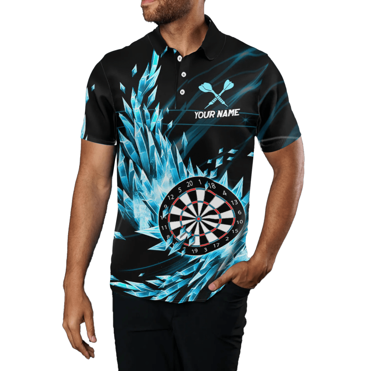 Blaue Darts Polo Shirts für Herren - Gefrorenes Design - Team Trikots T1210 - Outfitsuche