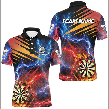 Blaue und Rote Blitz - Dartshirts für Herren – Feurige Team - Trikots für Dartspieler T2979 - Outfitsuche