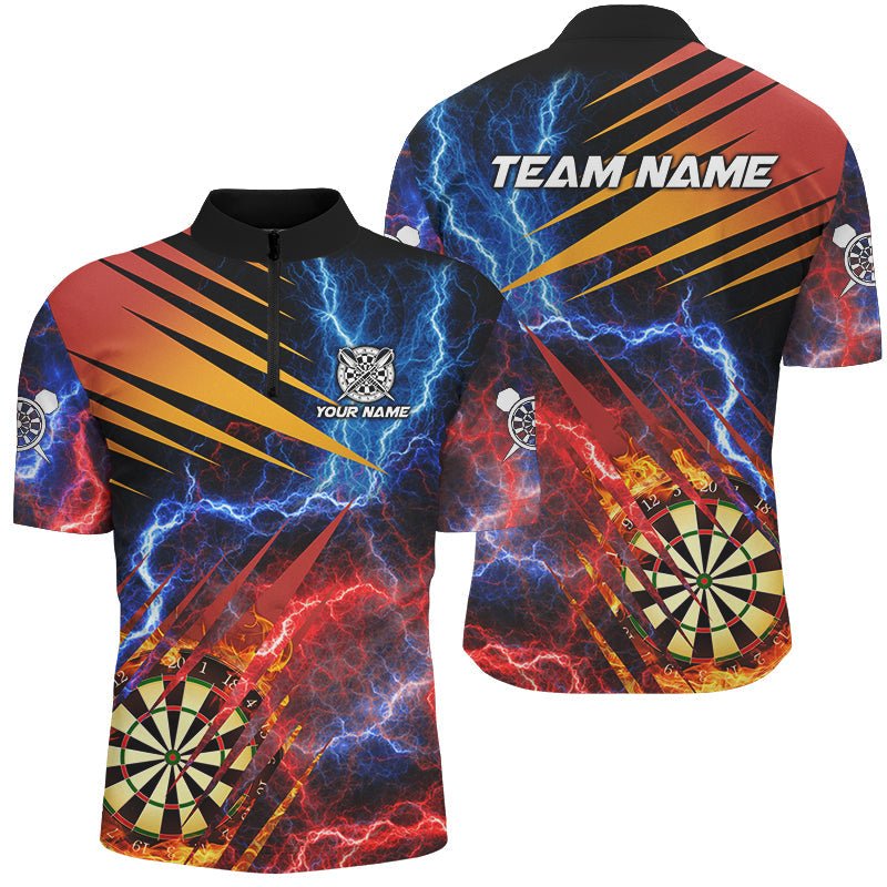 Blaue und Rote Blitz - Dartshirts für Herren – Feurige Team - Trikots für Dartspieler T2979 - Outfitsuche