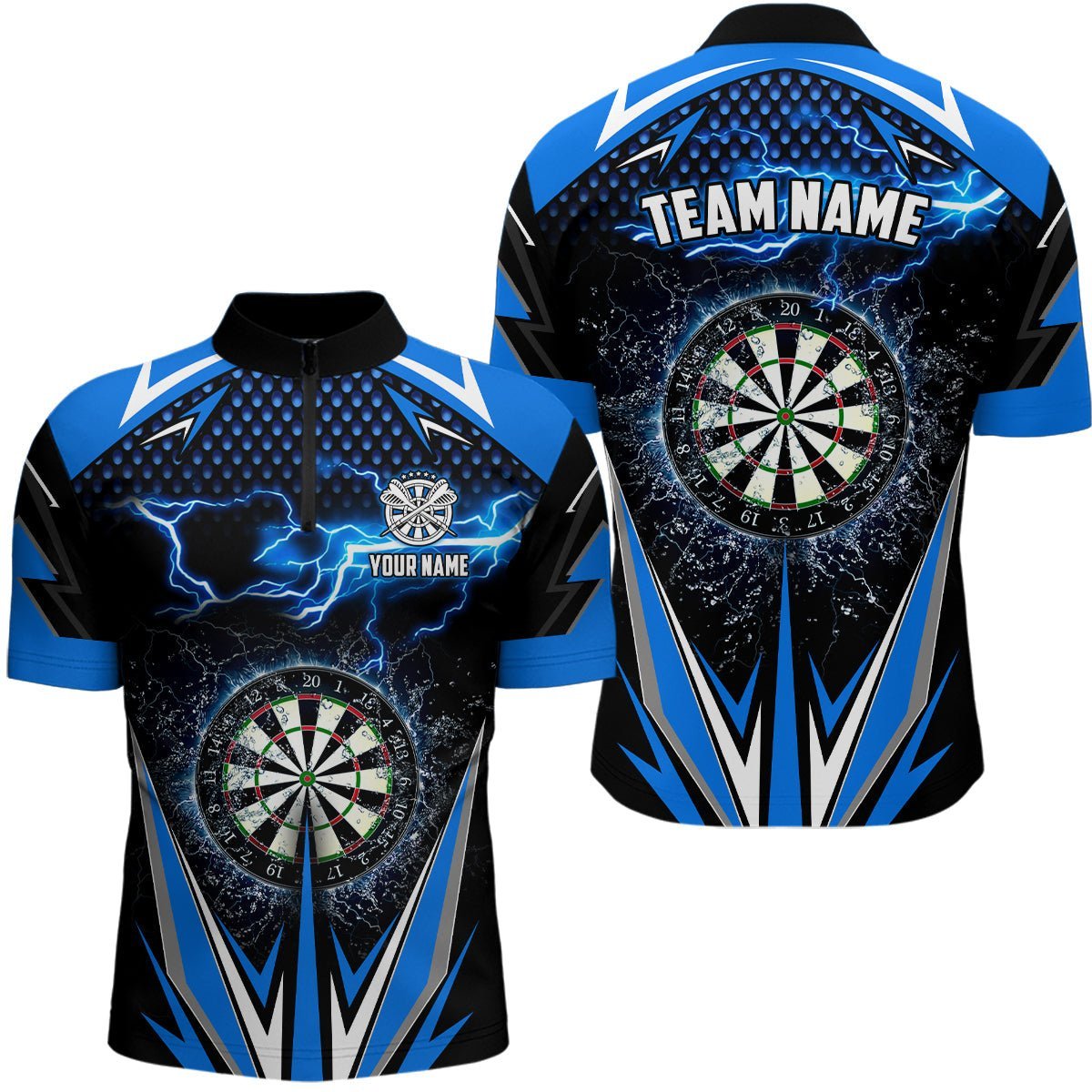 Blauer Blitz Herren Darts Polo Shirt | Personalisiertes Darts Shirt für Männer | Dart Trikot | Hochwertiges Material | L1304 - Outfitsuche