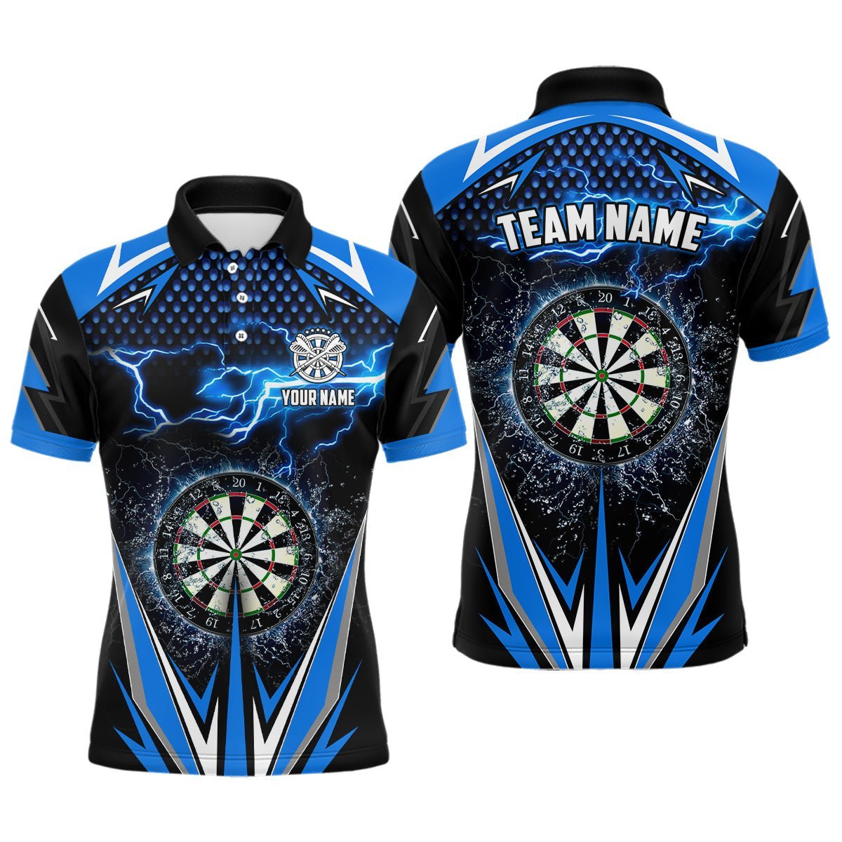 Blauer Blitz Herren Darts Polo Shirt | Personalisiertes Darts Shirt für Männer | Dart Trikot | Hochwertiges Material | L1304 - Outfitsuche