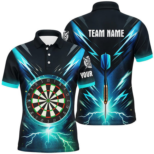 Blauer Blitz Herren Darts Polo Shirt | Personalisiertes Dartshirt für Männer | Dart Trikot | Hochwertiges Material | L1370 - Outfitsuche