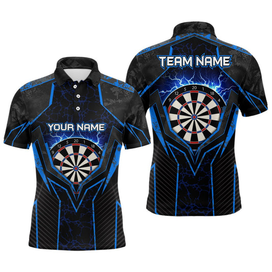 Blauer Blitz Herren Darts Polo Shirt | Personalisiertes Dartshirt für Männer | Dart Trikot L1398 - Outfitsuche