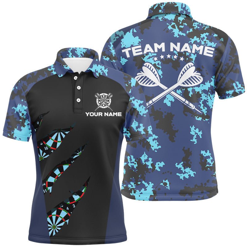 Blaues Camouflage Darts Polo & Quarter - Zip - Shirt – Individuelle Dart - Shirts für Männer, Darts - Team - Trikots T2840 - Outfitsuche