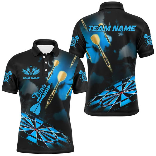 Blaues Dartboard mit Hazy Smoke - Individuelle Dart - Shirts für Herren, Dartliga - Teamshirt und Dart - Trikots T2842 - Outfitsuche