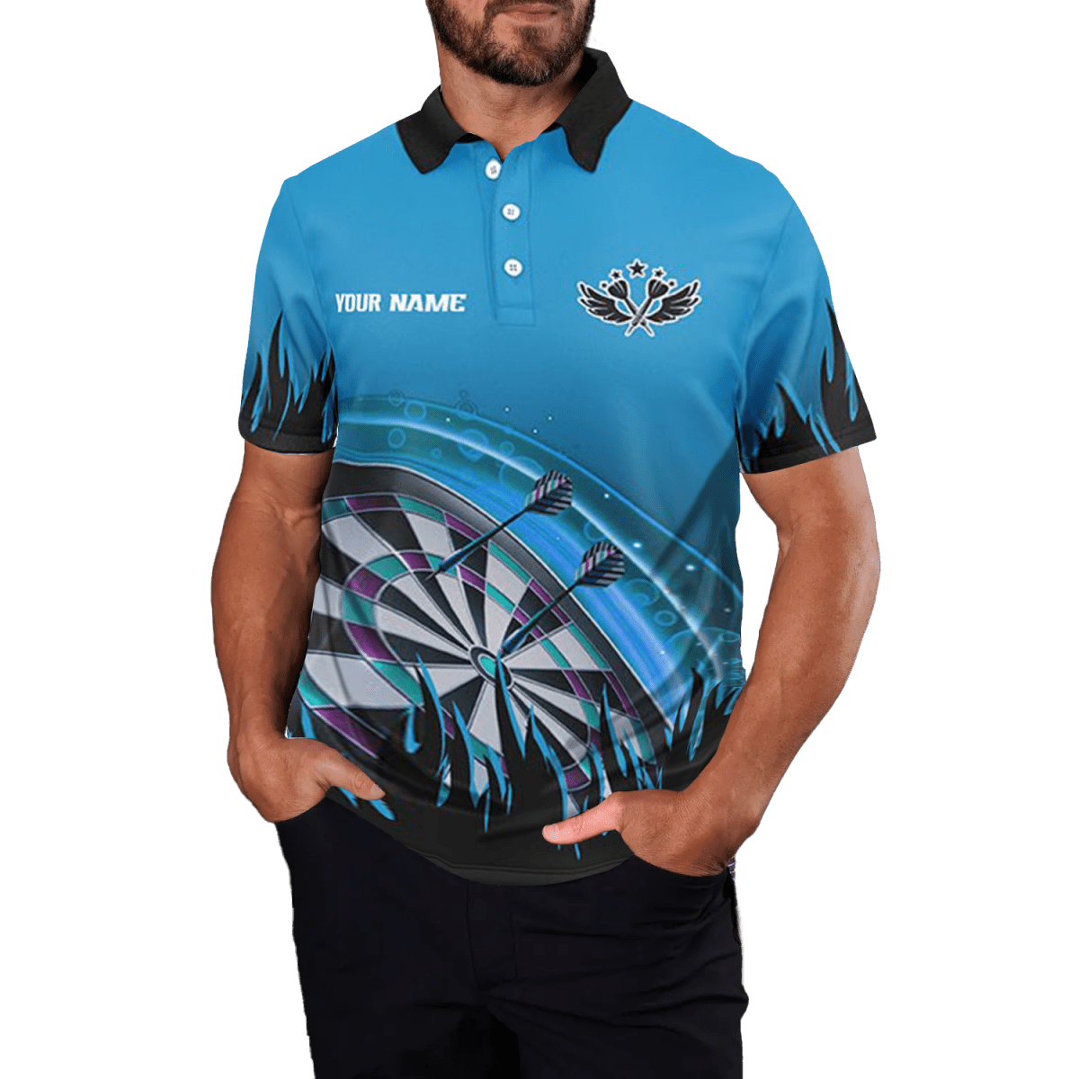 Blaues Darts Flame Herren Polo Shirt T1519 - Outfitsuche