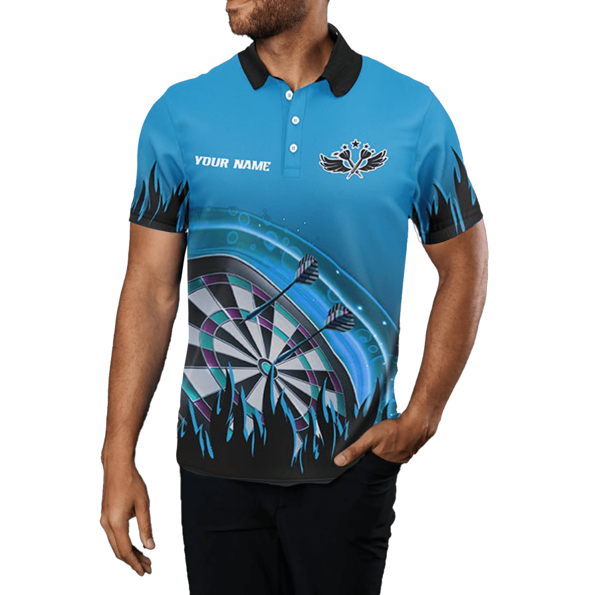 Blaues Darts Flame Herren Polo Shirt T1519 - Outfitsuche