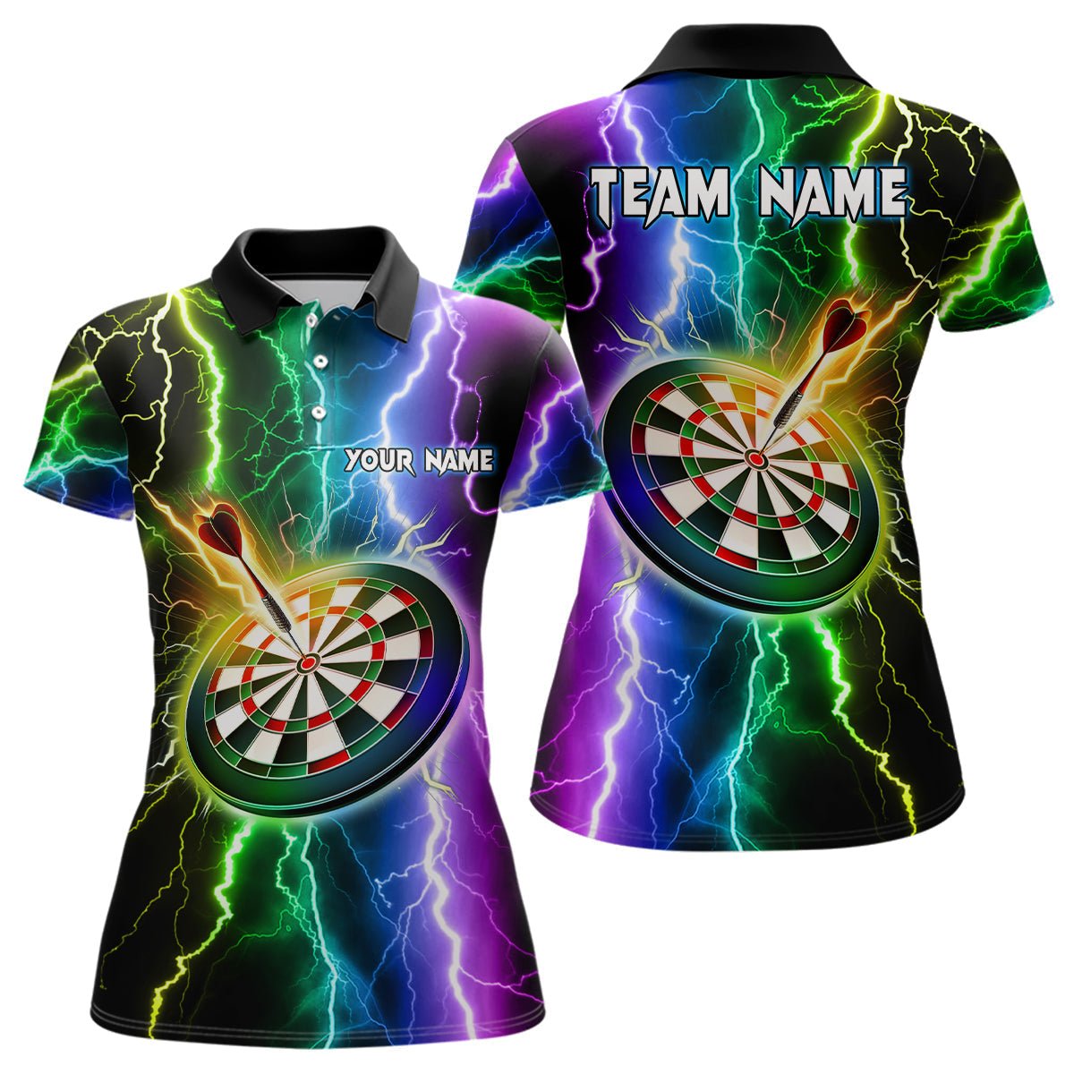 Bunte Blitz Darts Polo Shirt | Personalisiertes Darts Shirt für Damen | Dart Trikot L1439 - Outfitsuche