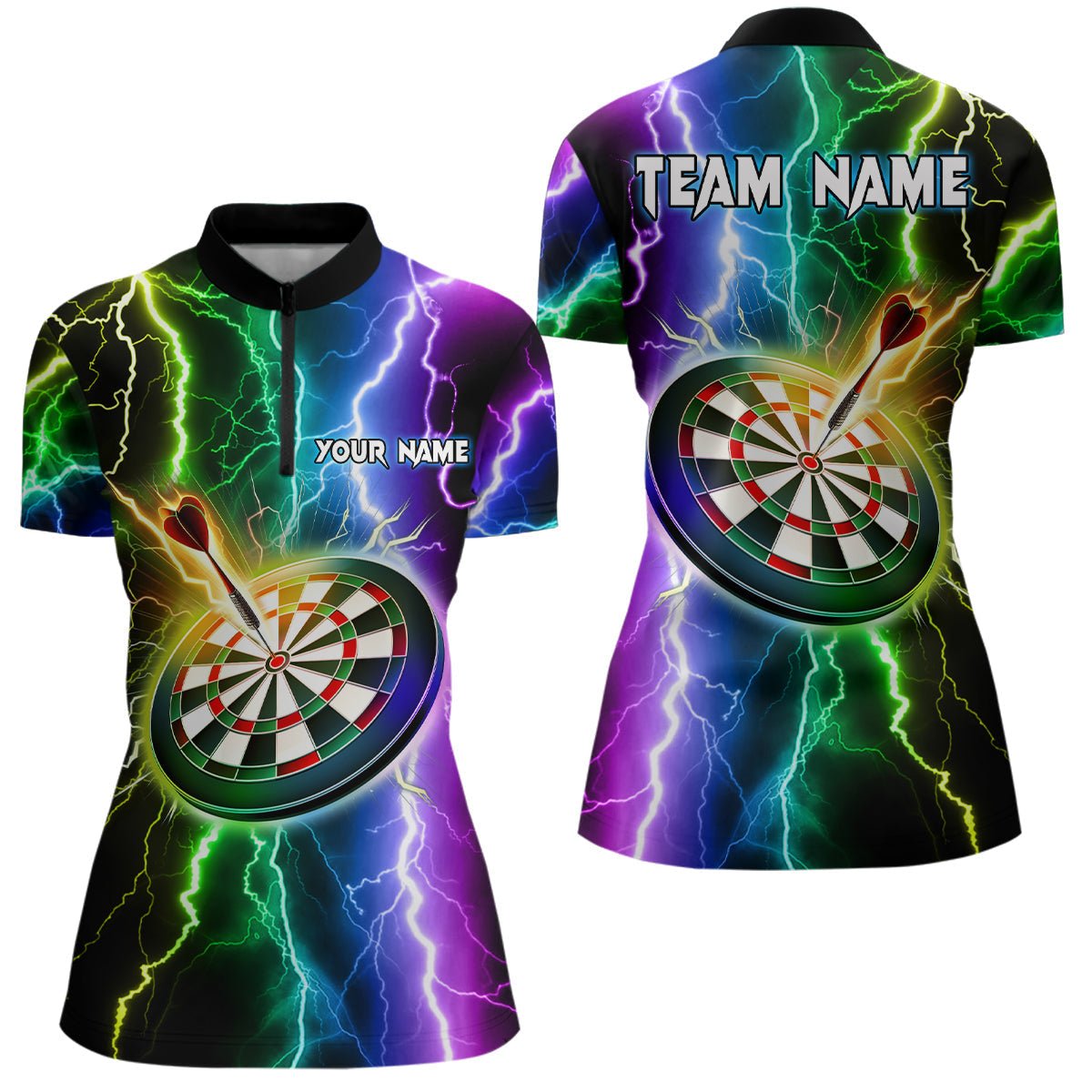 Bunte Blitz Darts Viertelreißverschluss-Shirt Damen Maßgeschneidertes Darts-Shirt Dart Trikots L1439 - Outfitsuche