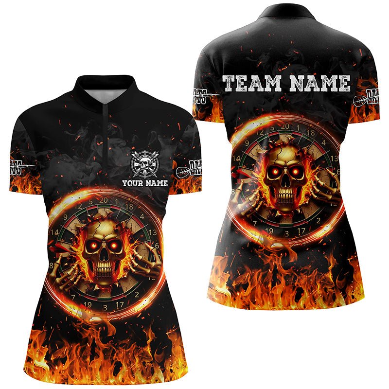 Damen 3D - gedrucktes Skull - Dartboard mit Flammen - Darts - Trikot T2279 - Outfitsuche