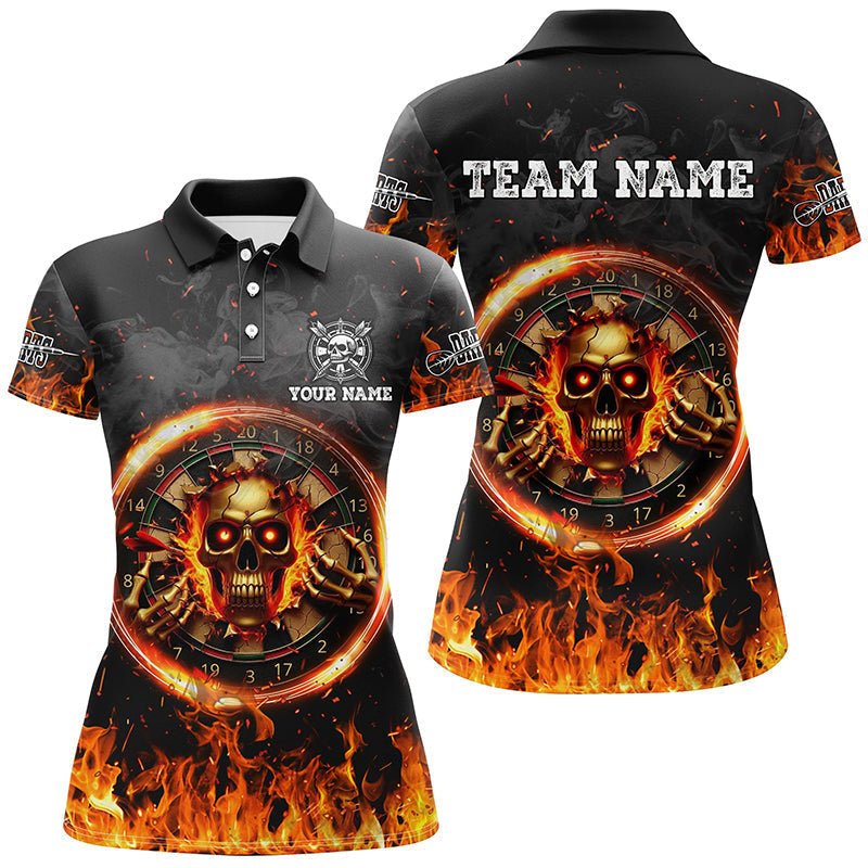 Damen 3D - gedrucktes Skull - Dartboard mit Flammen - Darts - Trikot T2279 - Outfitsuche