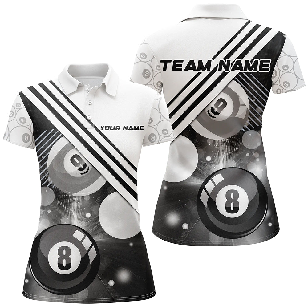 Damen Billard - Jersey - Shirt V1201 mit 8 - Ball - Motiv - Outfitsuche