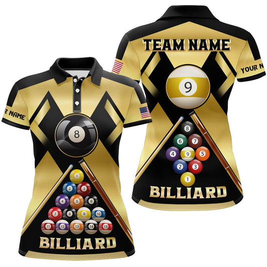 Damen Billiard - Shirt in Gelb - 8 - Ball T2039 - Outfitsuche