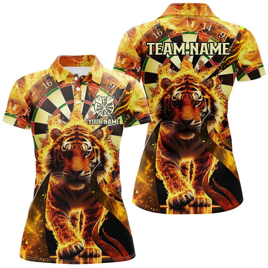 Damen Custom Feuerflammen Tiger Dartshirt T2561 - Outfitsuche