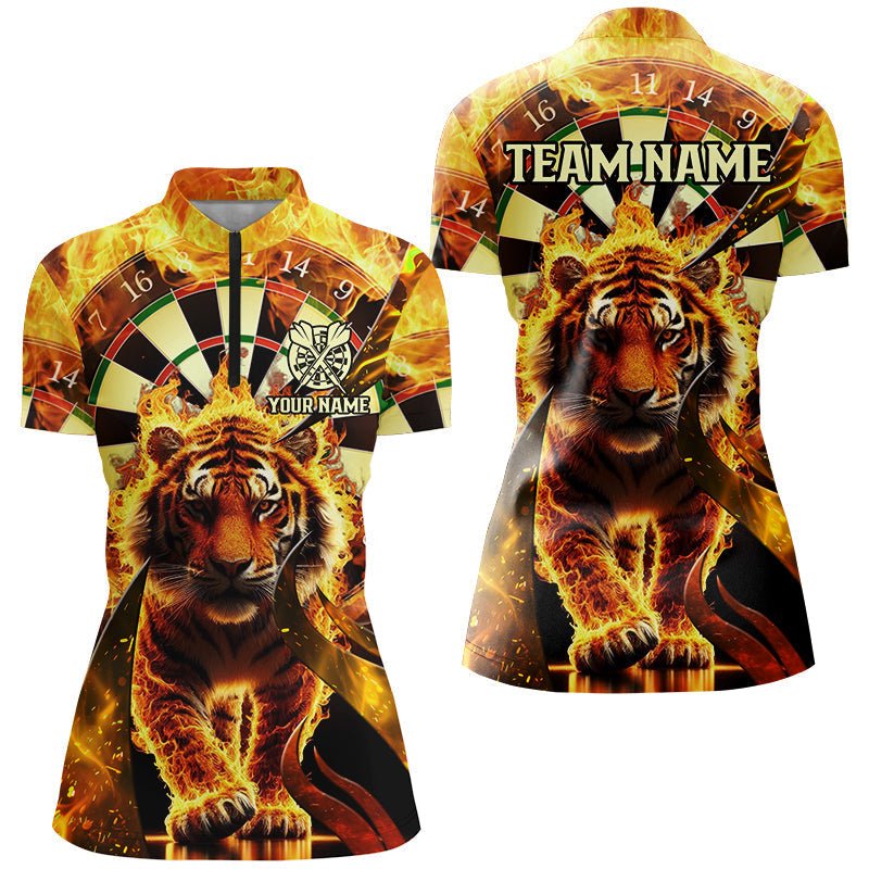 Damen Custom Feuerflammen Tiger Dartshirt T2561 - Outfitsuche