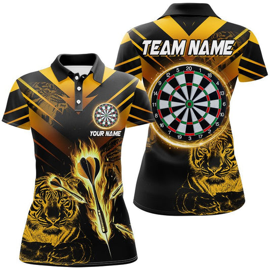 Damen Custom Gelbes Pfeil Feuer Tiger Dartshirt T2687 - Outfitsuche