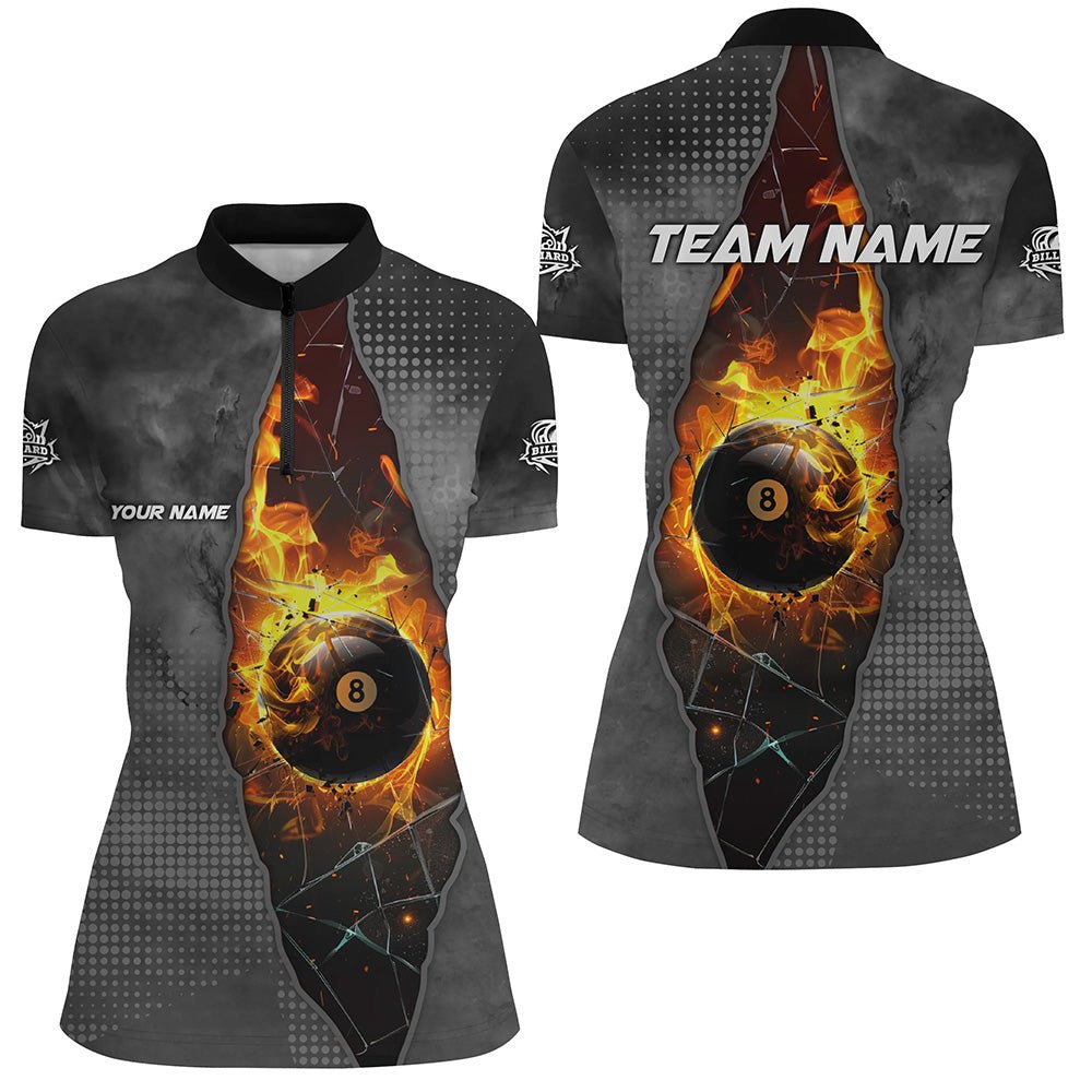 Damen Custom Graues 8 - Ball Pool Billiard Shirt T1777 - Outfitsuche