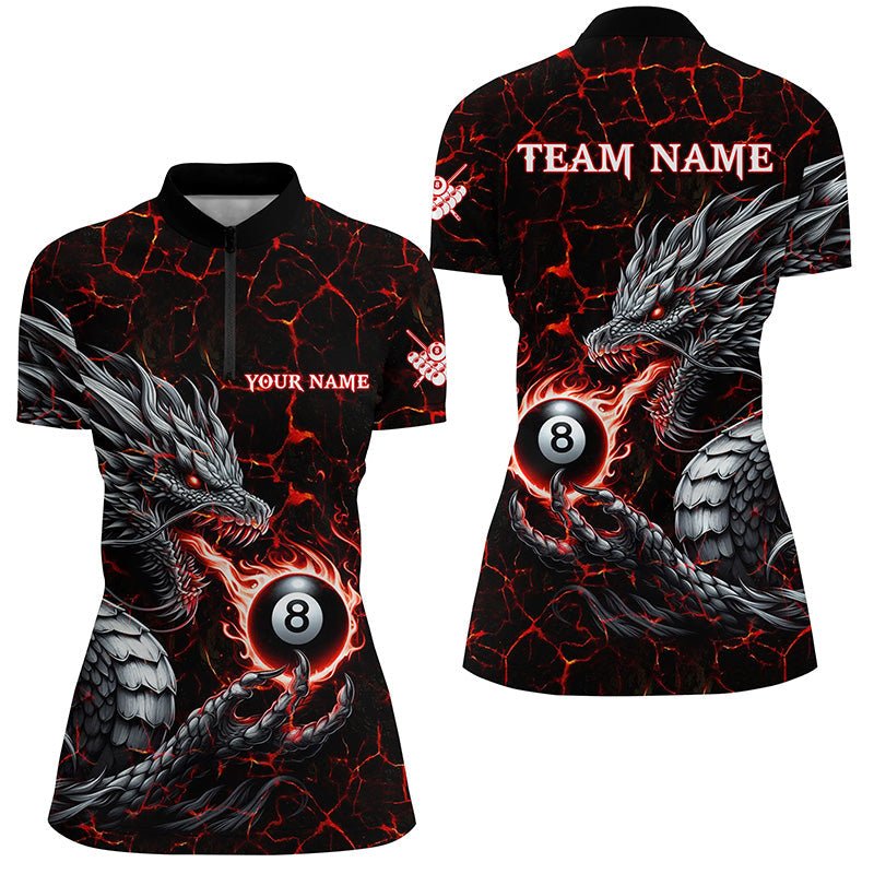 Damen Custom Rot Drache 8 - Ball Billardshirt T2013 - Outfitsuche