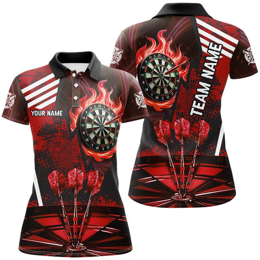 Damen Custom Rot Feuerflamme Dartshirt - Dartboard Ziel T2701 - Outfitsuche