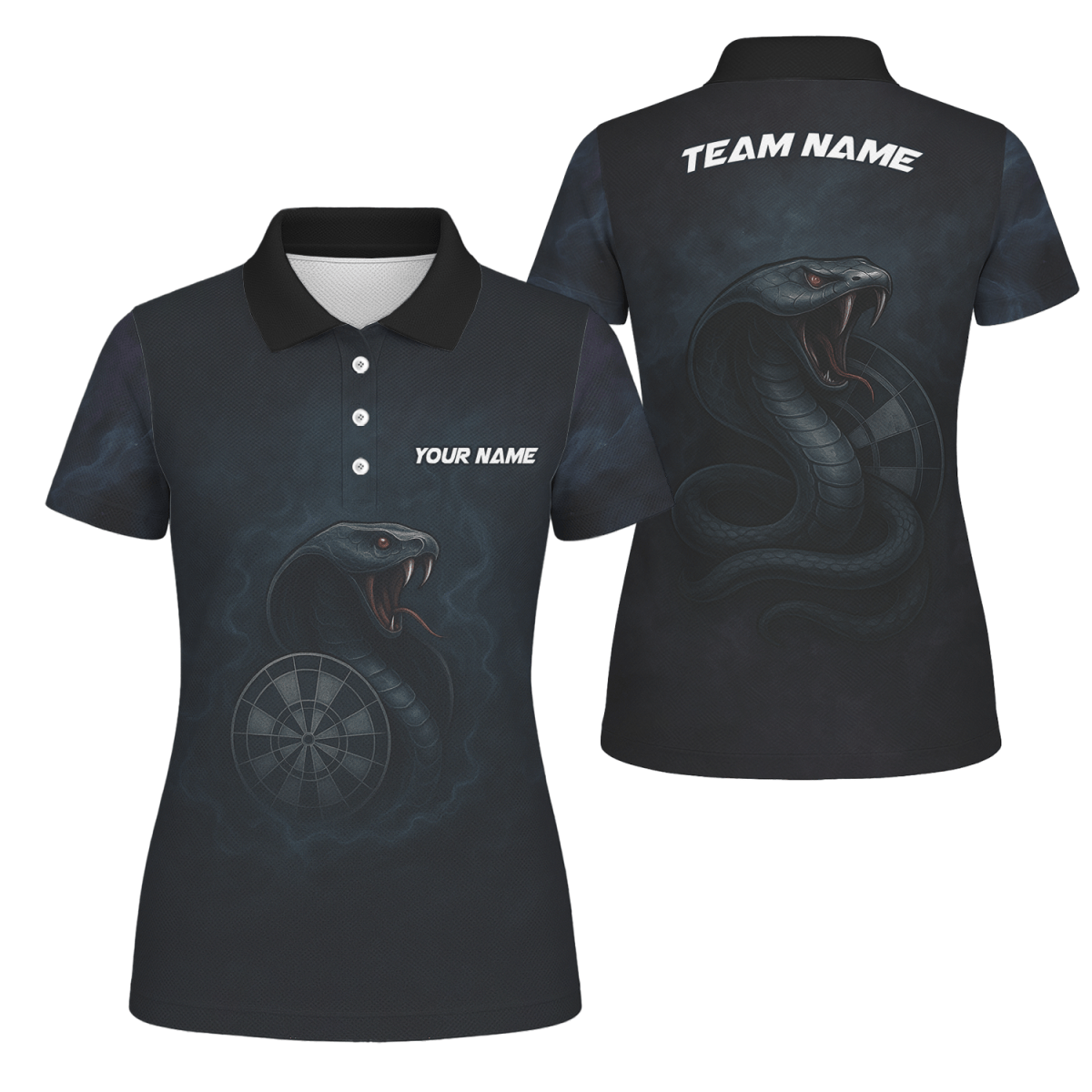 Damen Dart Polo Shirt Personalisiert Kobra Schwarz U6415 - Outfitsuche