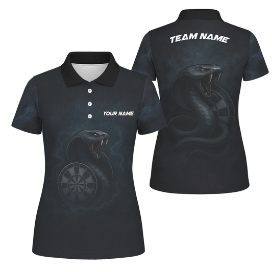Damen Dart Polo Shirt Personalisiert Kobra Schwarz U6415 - Outfitsuche