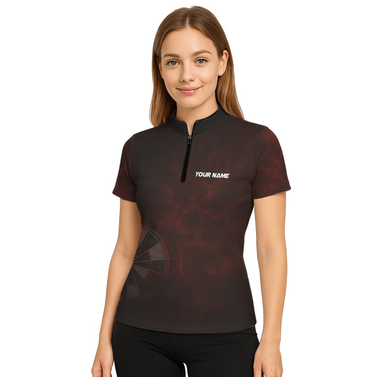 Damen Dart Polo Shirt Personalisiert Rot Schwarz Spider Grunge Dartboard Wunschname Team R7347 - Outfitsuche