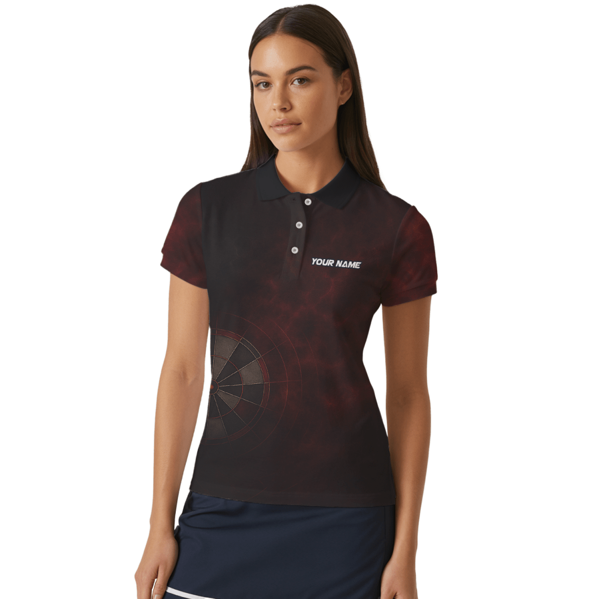 Damen Dart Polo Shirt Personalisiert Rot Schwarz Spider Grunge Dartboard Wunschname Team R7347 - Outfitsuche