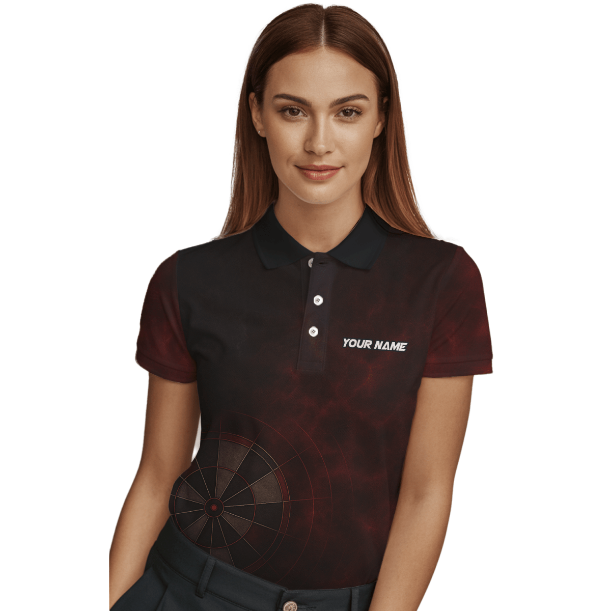 Damen Dart Polo Shirt Personalisiert Rot Schwarz Spider Grunge Dartboard Wunschname Team R7347 - Outfitsuche