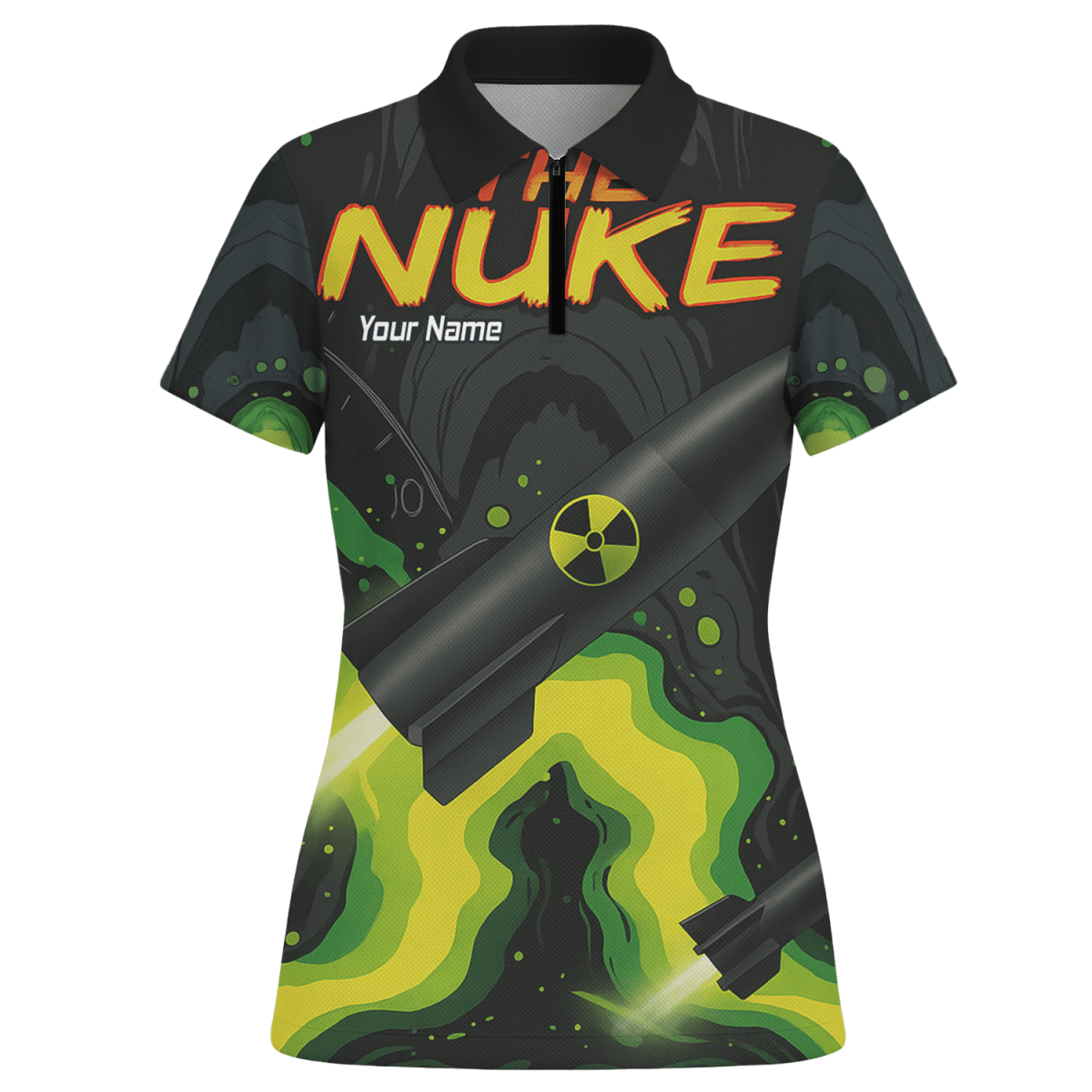 Damen Dart - Polohemd Personalisiert, Schwarz Grün, Nuke Design Z8899 - Outfitsuche