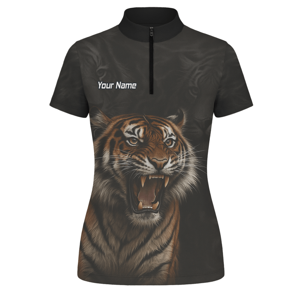 Damen Dart Polohemd Personalisiert – Tiger Team Trikot Schwarz – Mit Wunschname C7747 - Outfitsuche