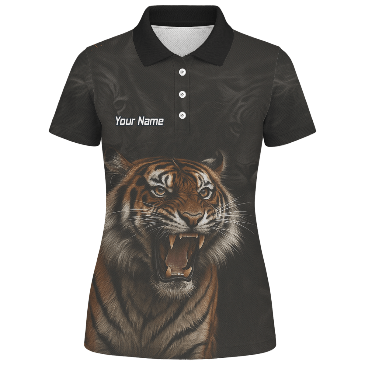 Damen Dart Polohemd Personalisiert – Tiger Team Trikot Schwarz – Mit Wunschname C7747 - Outfitsuche