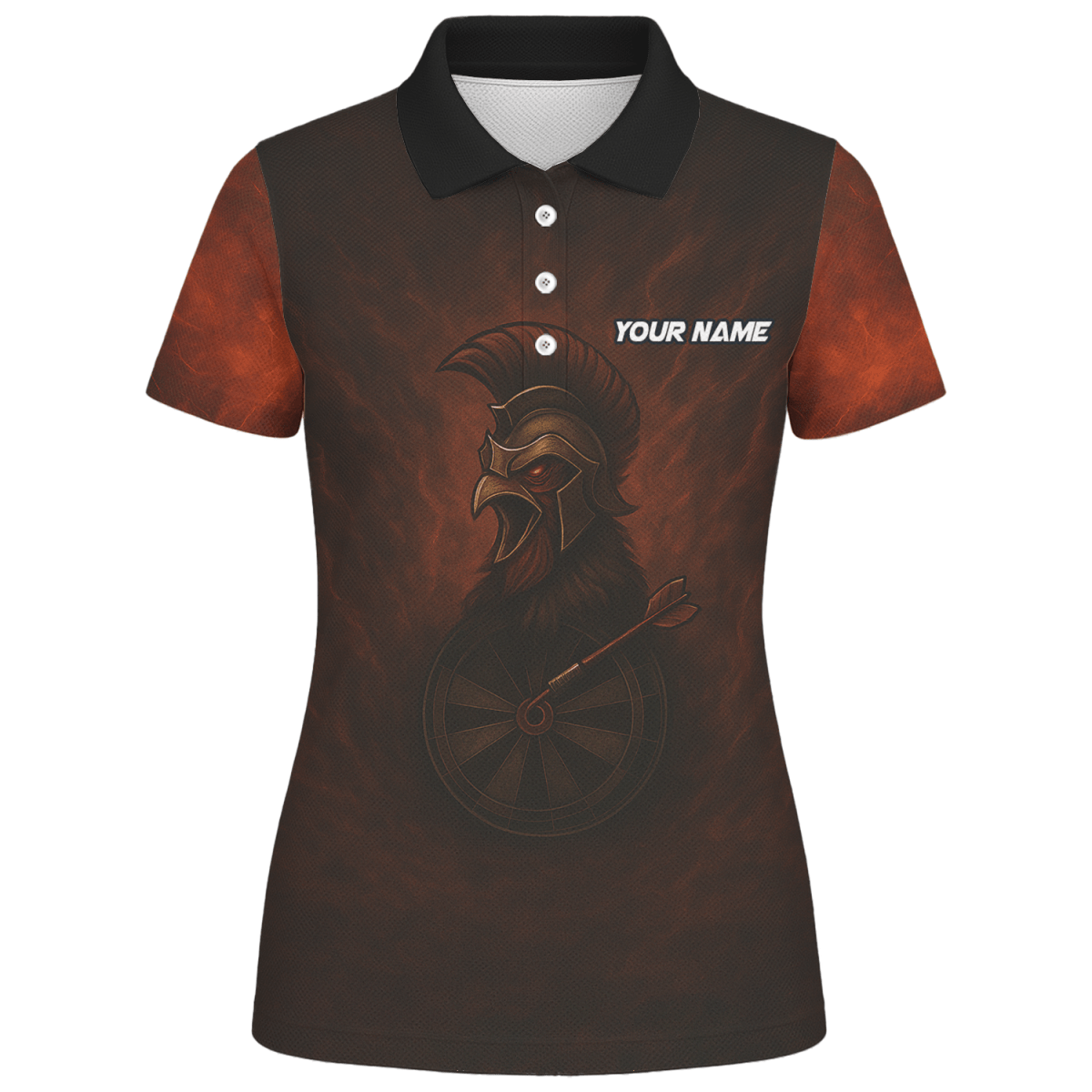 Damen Dart - Poloshirt mit Spartan Rooster Motiv in Rotbraun - Outfitsuche