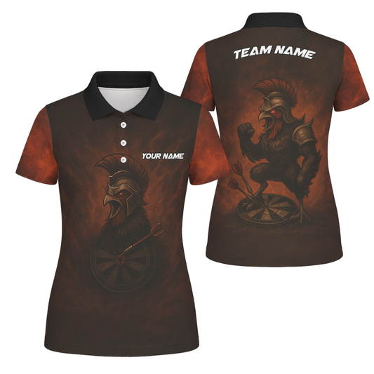 Damen Dart - Poloshirt mit Spartan Rooster Motiv in Rotbraun - Outfitsuche
