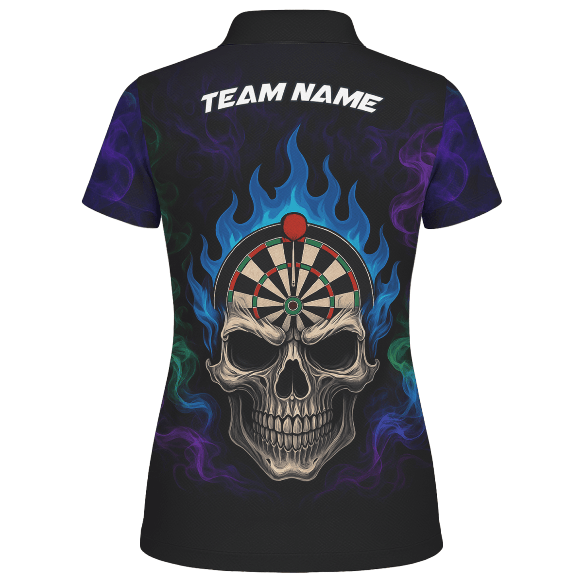 Damen Dart Poloshirt Personalisierbar Sensenmann Totenkopf Design Schwarz Lila C8621 - Outfitsuche