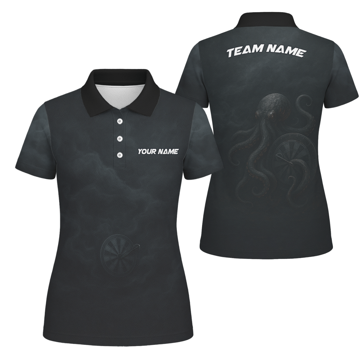 Damen Dart Poloshirt - Personalisiert mit Krake - Schwarz X7981 - Outfitsuche