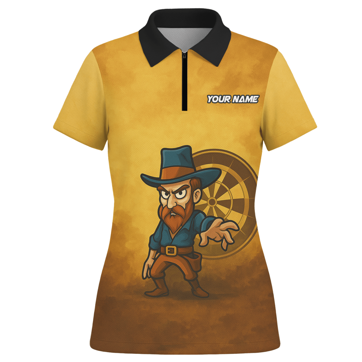 Damen Dart Poloshirt Personalisiert - Wilder Westen Cowboy - Mit Wunschnamen & Team - Braun Gelb Z4073 - Outfitsuche