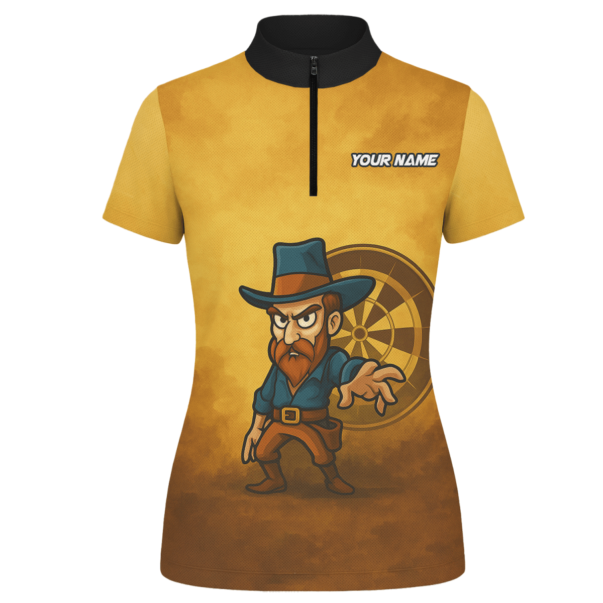 Damen Dart Poloshirt Personalisiert - Wilder Westen Cowboy - Mit Wunschnamen & Team - Braun Gelb Z4073 - Outfitsuche