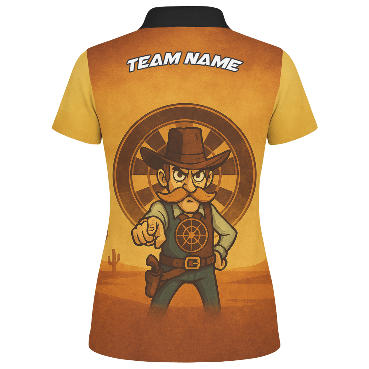 Damen Dart Poloshirt Personalisiert - Wilder Westen Cowboy - Mit Wunschnamen & Team - Braun Gelb Z4073 - Outfitsuche
