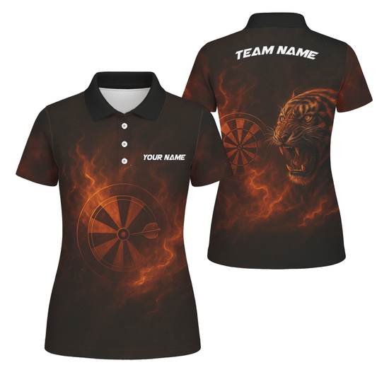 Damen Dart Trikot "Feuer Tiger" Schwarz Personalisiert mit Wunschname & Team D5503 - Outfitsuche