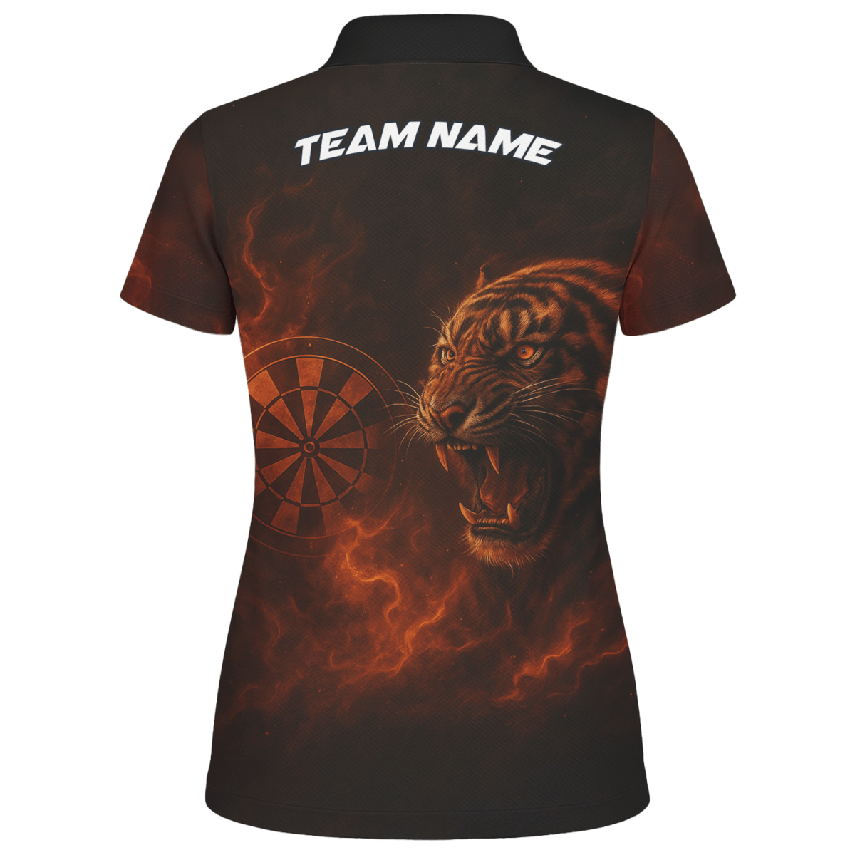 Damen Dart Trikot "Feuer Tiger" Schwarz Personalisiert mit Wunschname & Team D5503 - Outfitsuche