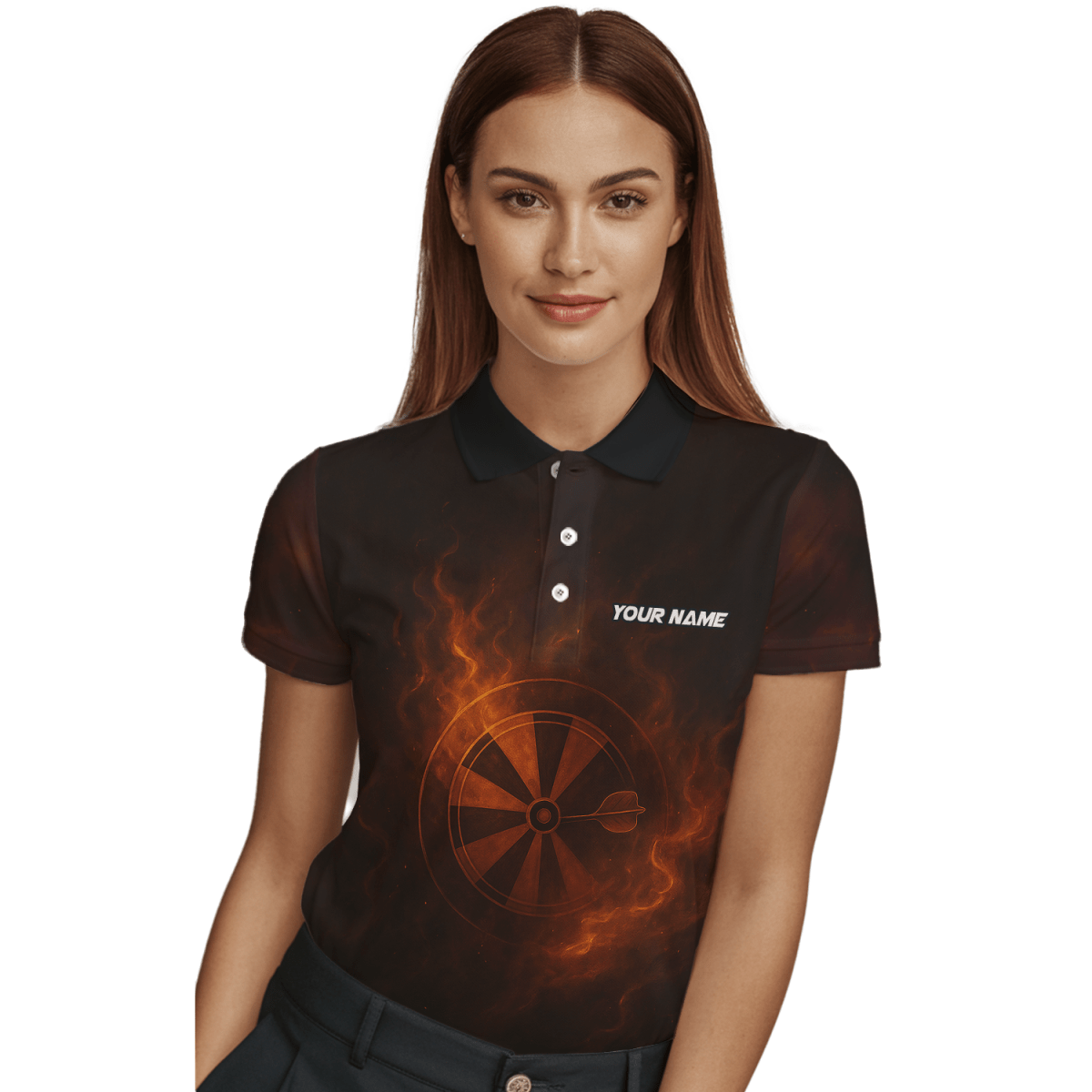 Damen Dart Trikot "Feuer Tiger" Schwarz Personalisiert mit Wunschname & Team D5503 - Outfitsuche