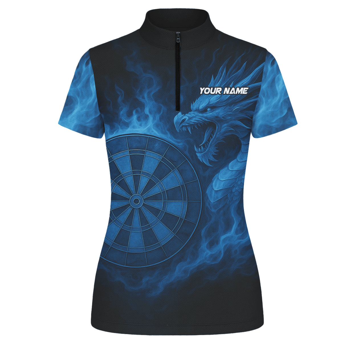 Damen Darts Polo - Shirt personalisierbar mit Wunschname / Wunschtext – Brüllender Tiger Motiv Schwarz - Orange M0703 - Outfitsuche
