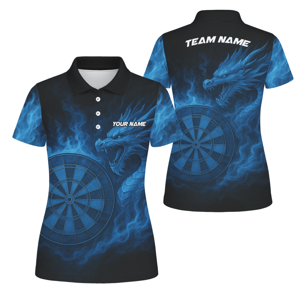 Damen Darts Polo - Shirt personalisierbar mit Wunschname / Wunschtext – Brüllender Tiger Motiv Schwarz - Orange M0703 - Outfitsuche
