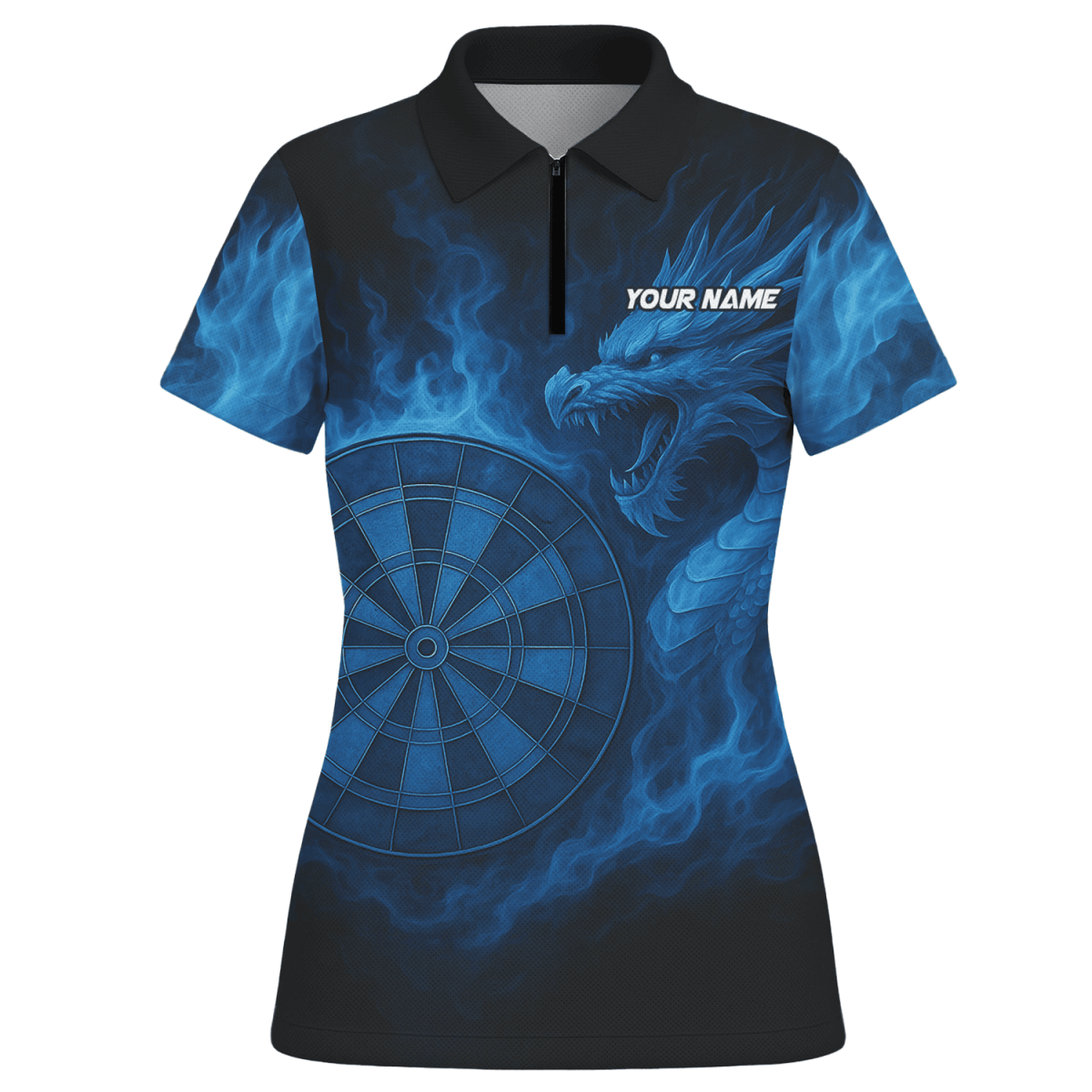 Damen Darts Polo - Shirt personalisierbar mit Wunschname / Wunschtext – Brüllender Tiger Motiv Schwarz - Orange M0703 - Outfitsuche