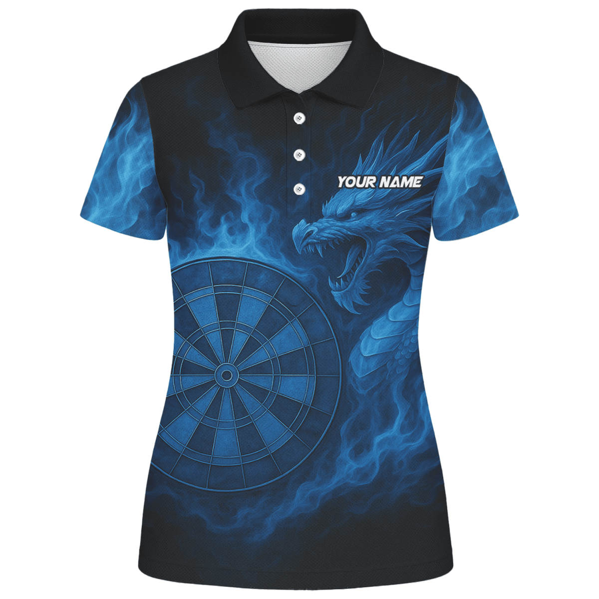 Damen Darts Polo - Shirt personalisierbar mit Wunschname / Wunschtext – Brüllender Tiger Motiv Schwarz - Orange M0703 - Outfitsuche